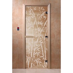 Дверь "Бамбук и бабочки", размер коробки 190 70 см, левая, цвет прозрачный
