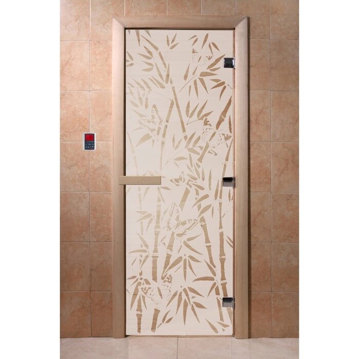 Дверь "Бамбук и бабочки", размер коробки 190  70 см, левая, цвет сатин от компании Интернет-гипермаркет «MALL24» - фото 1