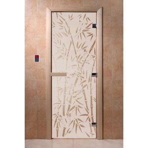 Дверь "Бамбук и бабочки", размер коробки 190 70 см, левая, цвет сатин