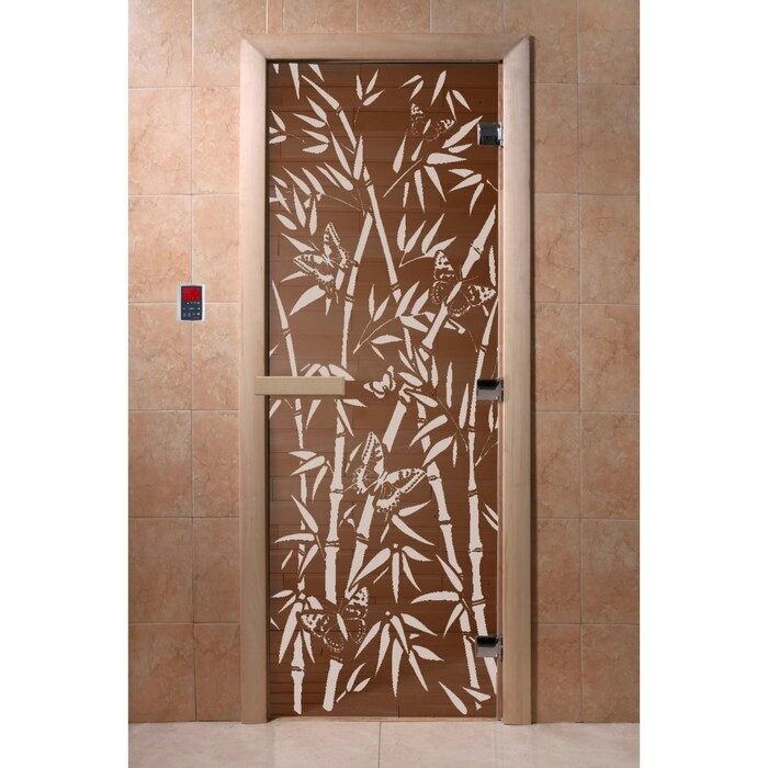 Дверь "Бамбук и бабочки", размер коробки 200  80 см, левая, цвет бронза от компании Интернет-гипермаркет «MALL24» - фото 1