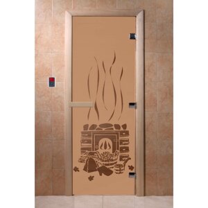 Дверь "Банька", размер коробки 190 70 см, левая, цвет матовая бронза