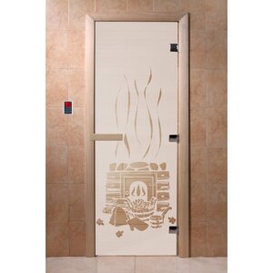 Дверь "Банька", размер коробки 200 80 см, левая, цвет сатин