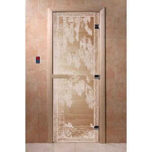 Дверь "Берёзка", размер коробки 200 80 см, левая, цвет прозрачный