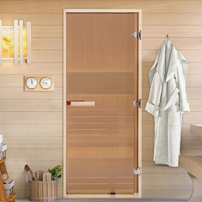 Дверь для бани и сауны "Бронза", размер коробки 180х70 см, липа от компании Интернет-гипермаркет «MALL24» - фото 1