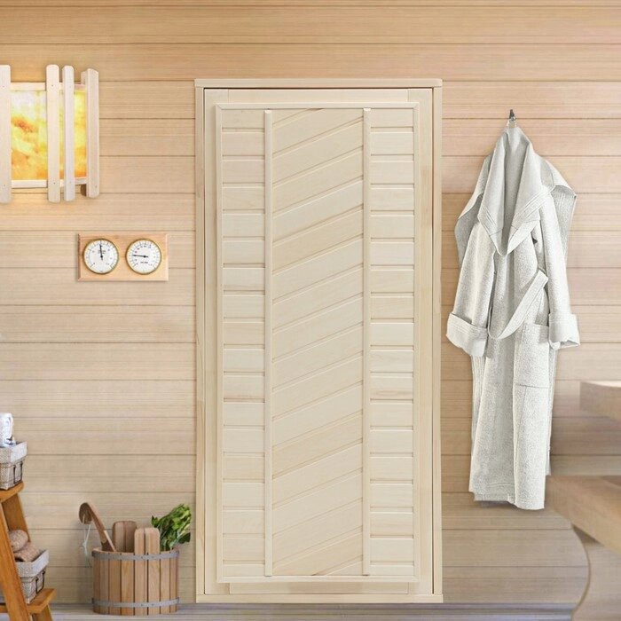 Дверь для бани и сауны, размер коробки 170х80 см, универсальная, липа от компании Интернет-гипермаркет «MALL24» - фото 1