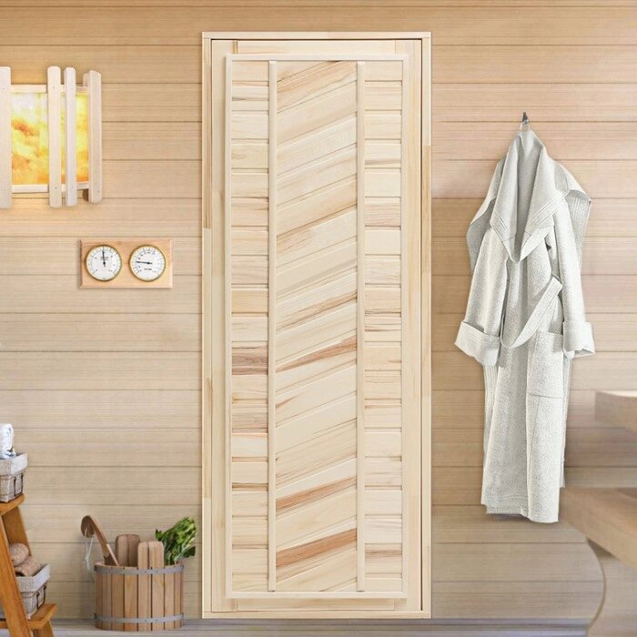Дверь для бани и сауны, размер коробки 180х70 см, универсальная, липа от компании Интернет-гипермаркет «MALL24» - фото 1
