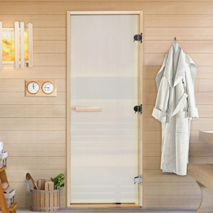 Дверь для бани и сауны "Сатин", размер коробки 170х70 см, липа от компании Интернет-гипермаркет «MALL24» - фото 1