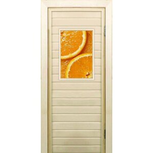 Дверь для бани со стеклом (40*60) Апельсин", 18070см, коробка из осины