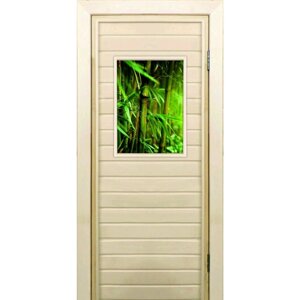 Дверь для бани со стеклом (40*60) Бамбук-1", 18070см, коробка из осины
