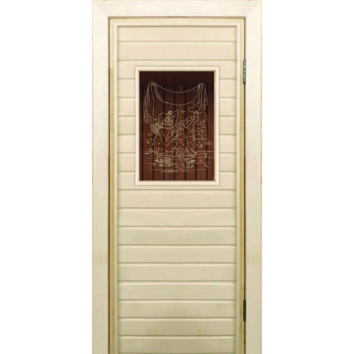 Дверь для бани со стеклом (40*60), "Баньщик", 18070см, коробка из осины от компании Интернет-гипермаркет «MALL24» - фото 1