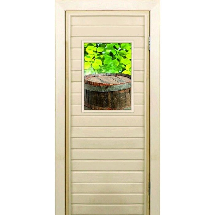 Дверь для бани со стеклом (40*60), "Бочонок", 17070см, коробка из осины от компании Интернет-гипермаркет «MALL24» - фото 1
