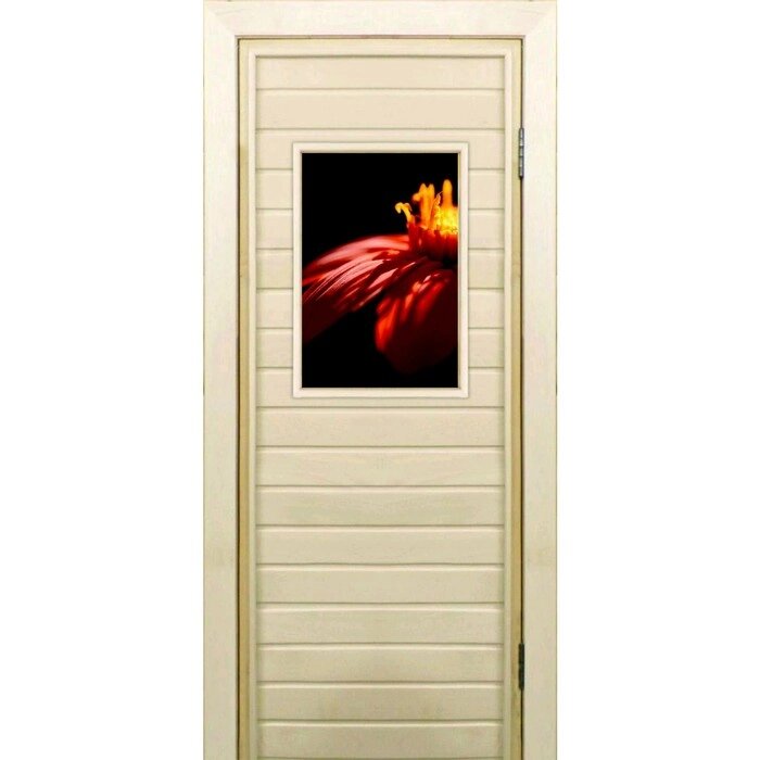 Дверь для бани со стеклом (40*60), "Цветок", 18070см, коробка из осины от компании Интернет-гипермаркет «MALL24» - фото 1