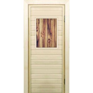 Дверь для бани со стеклом (40*60) Дерево", 18070см, коробка из осины