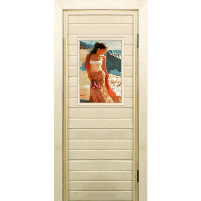Дверь для бани со стеклом (40*60), "Девушка", 19070см, коробка из осины от компании Интернет-гипермаркет «MALL24» - фото 1
