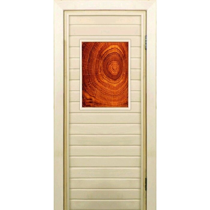 Дверь для бани со стеклом (40*60), "Кольца", 17070см, коробка из осины от компании Интернет-гипермаркет «MALL24» - фото 1