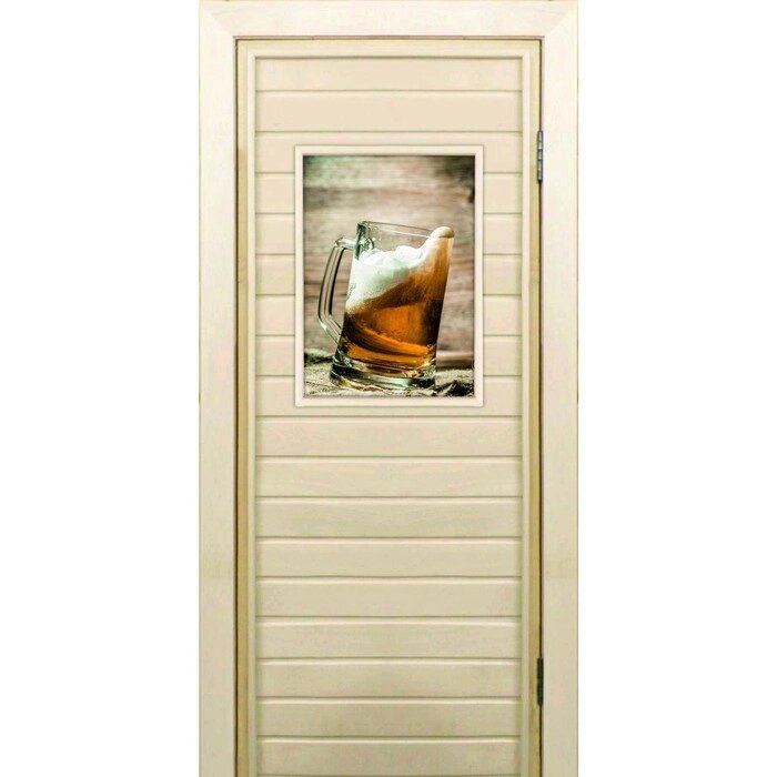 Дверь для бани со стеклом (40*60), "Кружка с пенным", 17070см, коробка из осины от компании Интернет-гипермаркет «MALL24» - фото 1