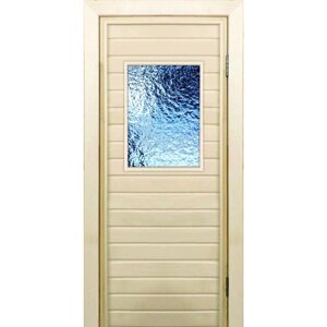 Дверь для бани со стеклом (40*60) Лёд", 17070см, коробка из осины