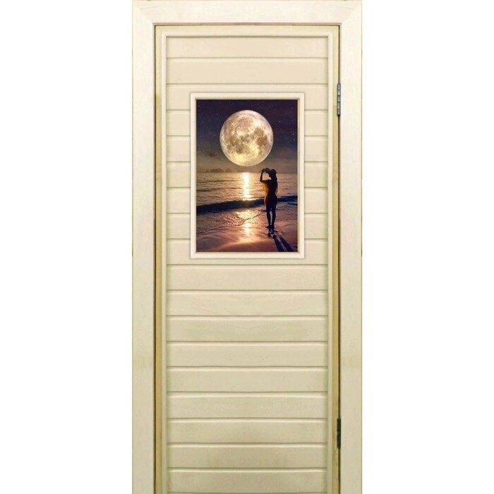 Дверь для бани со стеклом (40*60), "Луна", 17070см, коробка из осины от компании Интернет-гипермаркет «MALL24» - фото 1
