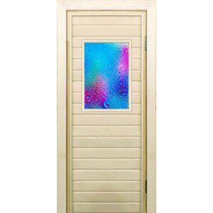 Дверь для бани со стеклом (40*60) Неон", 17070см, коробка из осины