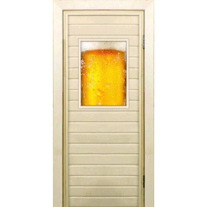 Дверь для бани со стеклом (40*60), "Пенное", 17070см, коробка из осины от компании Интернет-гипермаркет «MALL24» - фото 1