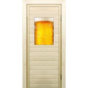 Дверь для бани со стеклом (40*60) Пенное", 18070см, коробка из осины