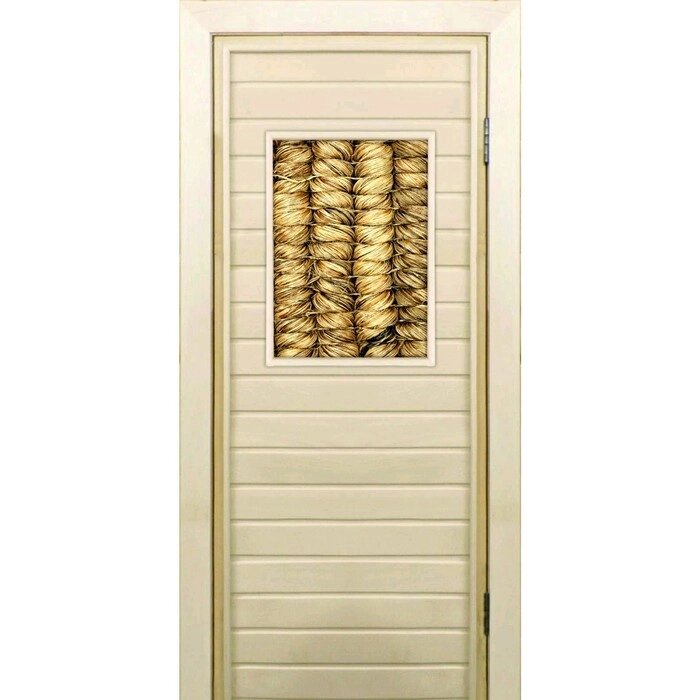 Дверь для бани со стеклом (40*60), "Плетёнка", 17070см, коробка из осины от компании Интернет-гипермаркет «MALL24» - фото 1