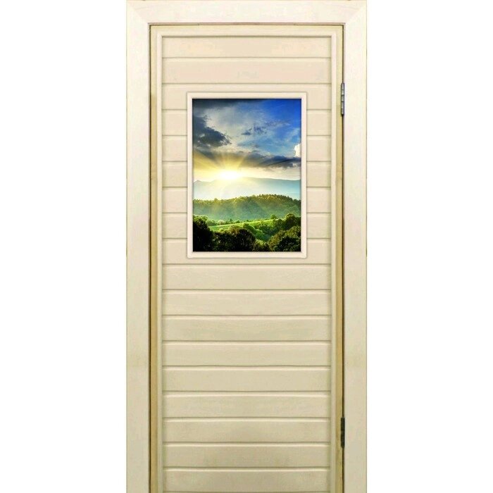 Дверь для бани со стеклом (40*60), "Природа", 17070см, коробка из осины от компании Интернет-гипермаркет «MALL24» - фото 1