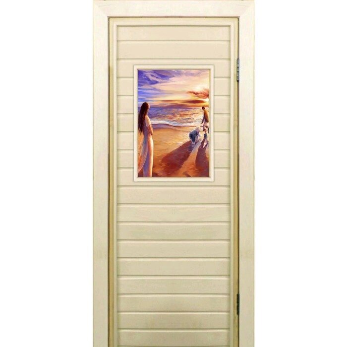 Дверь для бани со стеклом (40*60), "Прогулка", 18070см, коробка из осины от компании Интернет-гипермаркет «MALL24» - фото 1