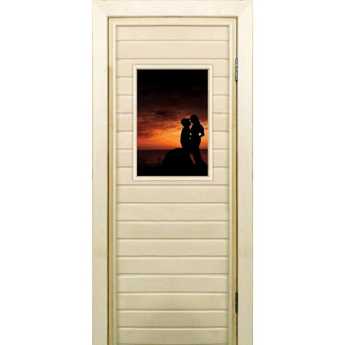 Дверь для бани со стеклом (40*60), "Силуэты", 18070см, коробка из осины от компании Интернет-гипермаркет «MALL24» - фото 1