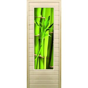 Дверь для бани со стеклом (43*129) Бамбук-2", 19070см, коробка из осины