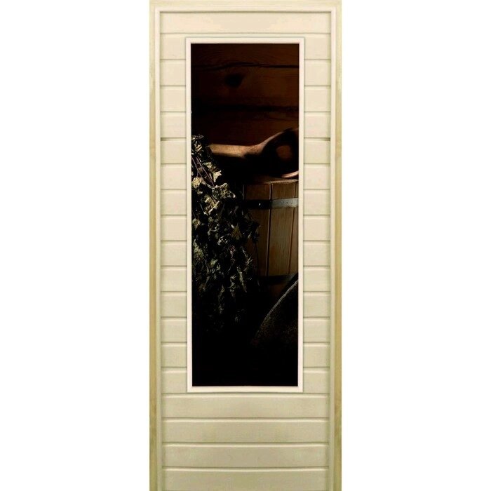 Дверь для бани со стеклом (43*129), "Банный набор", 17070см, коробка из осины от компании Интернет-гипермаркет «MALL24» - фото 1