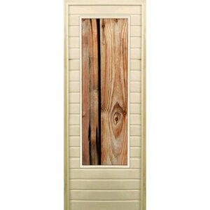 Дверь для бани со стеклом (43*129) Дерево", 18070см, коробка из осины