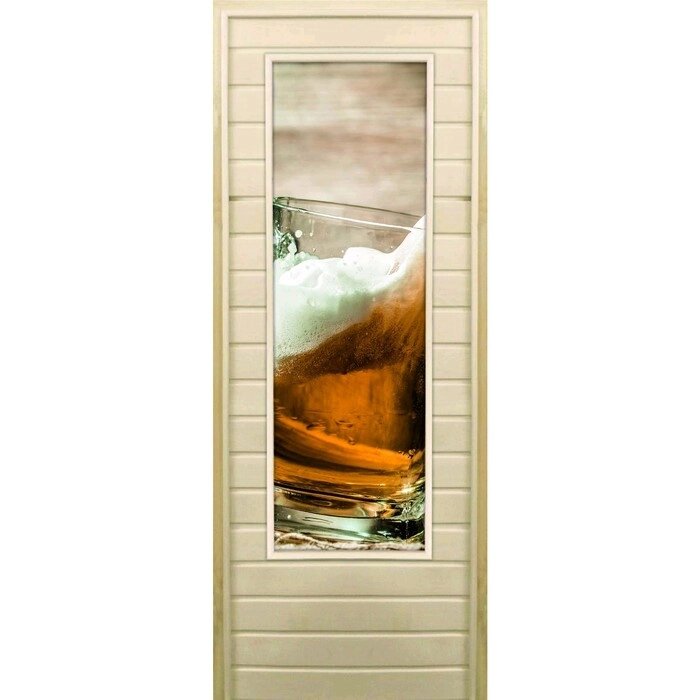 Дверь для бани со стеклом (43*129), "Кружка пенного", 17070см, коробка из осины от компании Интернет-гипермаркет «MALL24» - фото 1