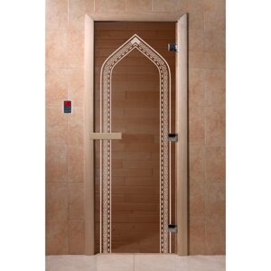 Дверь для сауны "Арка", размер коробки 190 70 см, левая, цвет бронза