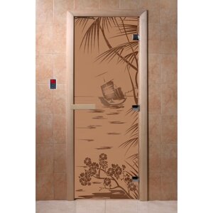 Дверь "Голубая лагуна", размер коробки 190 70 см, левая, цвет матовая бронза
