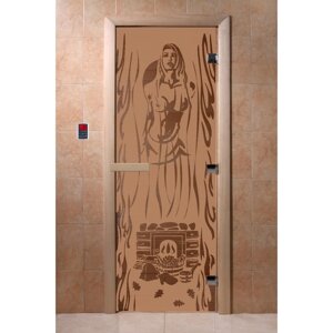 Дверь "Горячий пар", размер коробки 190 70 см, правая, цвет матовая бронза
