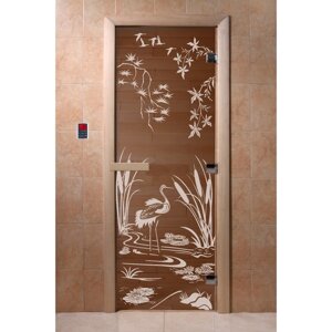 Дверь "Камышевый рай", размер коробки 190 70 см, левая, цвет бронза