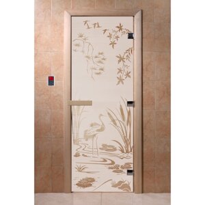 Дверь "Камышевый рай", размер коробки 200 80 см, левая, цвет сатин