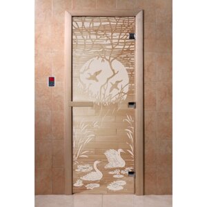 Дверь "Лебединое озеро", размер коробки 190 70 см, левая, цвет прозрачный