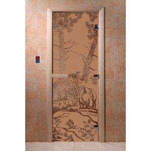Дверь "Мишки", размер коробки 190 70 см, правая, цвет матовая бронза
