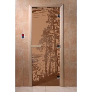 Дверь "Рассвет", размер коробки 200 80 см, правая, цвет матовая бронза