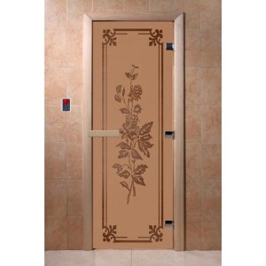 Дверь "Розы", размер коробки 190 70 см, правая, цвет матовая бронза