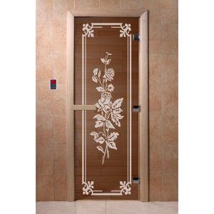 Дверь "Розы", размер коробки 200 80 см, левая, цвет бронза