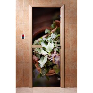 Дверь с фотопечатью, стекло 8 мм, размер коробки 190 70 см, левая, цвет А008