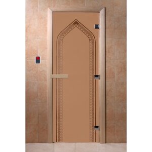 Дверь стеклянная "Арка", размер коробки 190 70 см, 8 мм, матовая бронза