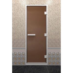 Дверь стеклянная "Хамам", размер коробки 210 90 см, правая, цвет бронза матовая