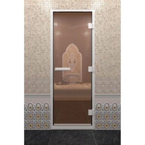 Дверь стеклянная "Хамам", размер коробки 210 90 см, правая, цвет бронза