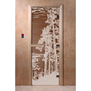 Дверь стеклянная "Рассвет", размер коробки 190 70 см, 8 мм, бронза, левая