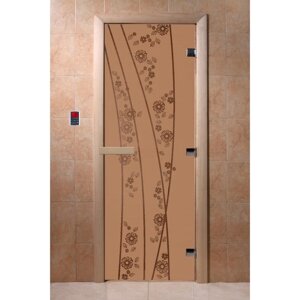 Дверь "Весна цветы", размер коробки 200 80 см, левая, цвет матовая бронза