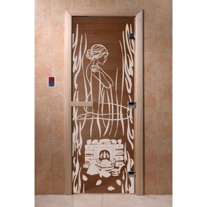 Дверь "Волшебный пар", размер коробки 190 70 см, левая, цвет бронза